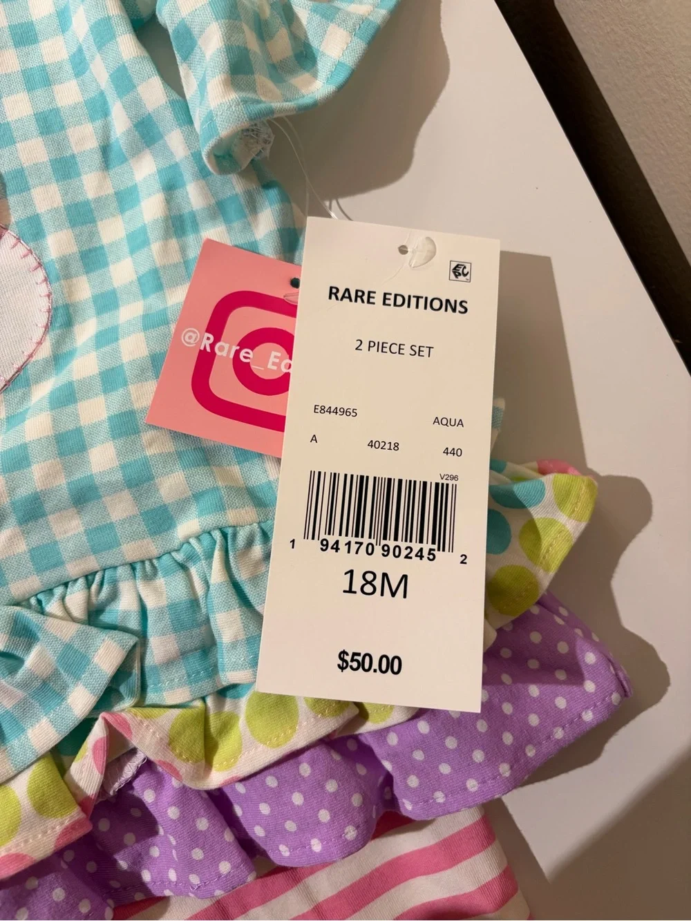 Girls Colorful Set with Ruffle Bunny Top and Pink Stripe Ruffle Pants 18 months